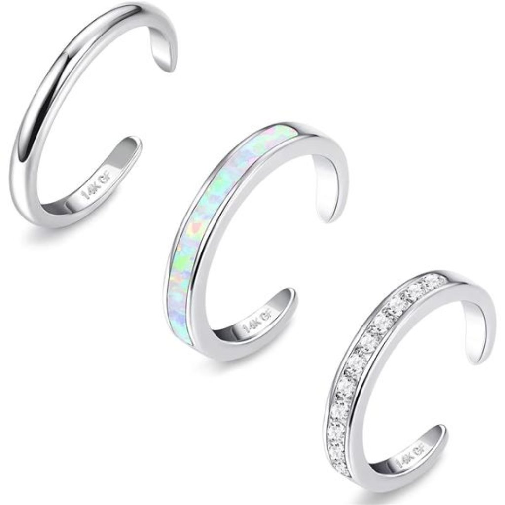 3pcs 14k Gold Filled Toe Rings For Women Adjustable Silver Gold Toe Ring